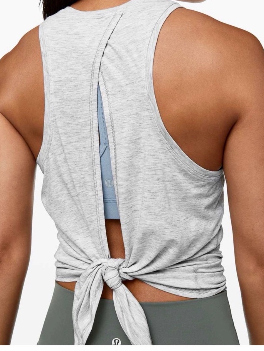 Lululemon All Tied Up Tank Heathered Light Grey Pima Cotton